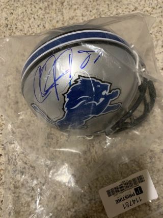 Calvin Johnson Detroit Lions Autographed Hand Signed Riddell Mini Helmet W/