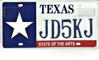 Texas Undated (1998 To 2000) License Plate - - Jd5kj - - State Of The Arts