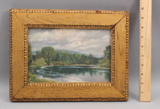 Small Antique Will Hutchins American Impressionist Mountain River Oil Painting