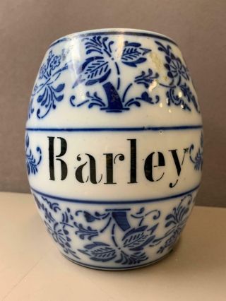 Vintage German Germany Blue Onion Canister Barley,  No Lid Blue And White
