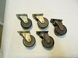 5 Vintage 2 " Caster Wheels That Are In Good Shape.  3 Are Noelting Faultless