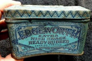 Vintage Edgeworth Tobacco Tin Odd Shape Hinged Larus & Bro.  Richmond Virginia