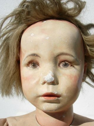 Large Vintage Kathe Kruse Cloth Body Seated Child Girl Doll Mannequin 3