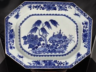 Big Antique Chinese Porcelain Blue White Plate 18th Century