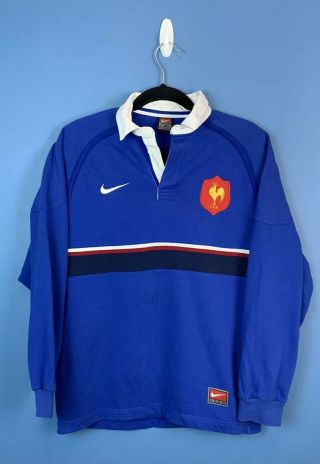 Vintage France 1999 Nike Team Rugby Shirt Jersey Small Retro Paris