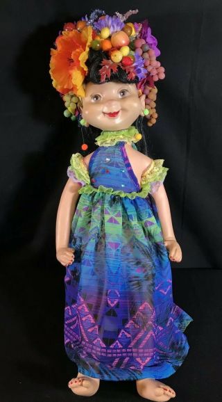 Vintage Hilda The Hillbilly Whimsie Doll Ooak Carmen Miranda Fruit Headdress