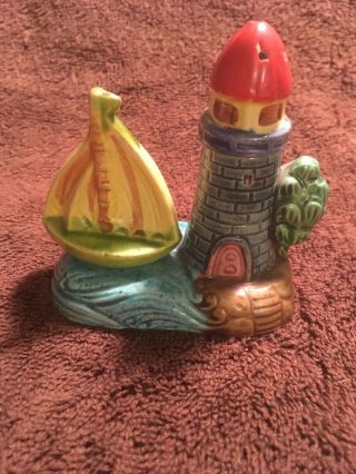 Lighthouse & Sailboat Salt & Pepper Shaker (3 Piece Set) Vintage