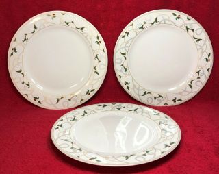 Set Of 3 Montgomery Ward Vintage Holly 10 - 3/4 " Dinner Plates -