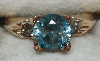 Antique 1/20 10k Gold Art Deco Swiss Blue Topaz Designer Ring (size: 5) - L@@k