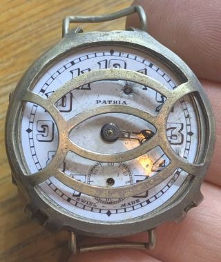 Vintage Ww1 Era Patria 15 Jewel Trench Watch With Gard