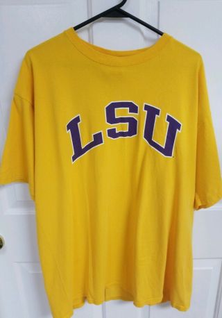 Vintage Champion Lsu Tigers Shirt Adult Xxl Purple Yellow Football Louisiana