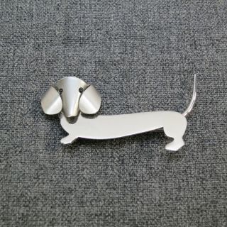 Vintage Beau Sterling Silver Wiener Dog Dachshund Pin 2 "