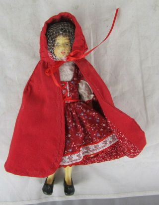 Robert Raikes Wood Doll Jointed 9 " Little Red Riding Hood