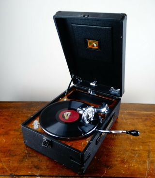 Antique Vintage Hmv Gramophone Model 102 Wind Up Portable Record Player 78rpm