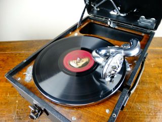 Antique Vintage HMV Gramophone Model 102 Wind Up Portable Record Player 78rpm 2