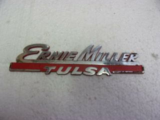 Vintage Car Dealership Chrome Metal Emblem Nameplate Badge Ernie Miller,  Tulsa
