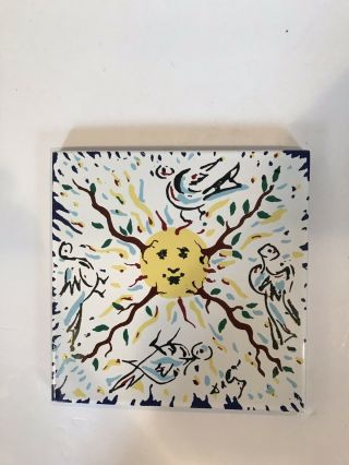 Vintage Salvador Dali Rising Sun - Surrealist Ceramic Tile Signed Dali,  1970s