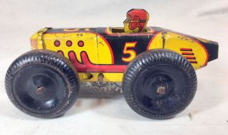 Vintage Marx Toy 5 " Racer 5 Tin Wind Up Race Car With Driver And Key