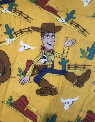 Vintage 90 ' s Disney Toy Story Woody Twin Comforter Blanket (60x82) 2