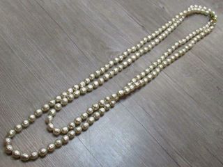 Miriam Haskell Marked Vintage Costume Jewelry 60 " Long Necklace Pearls