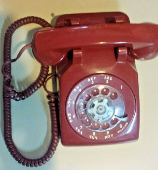 Vintage Western Electric At&t 500 Red Rotary Phone Bell System Made By Western
