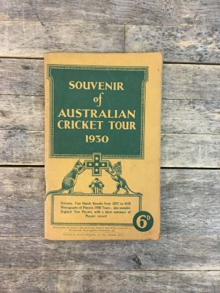 Vintage Souvenir Of Australian 1930 Cricket Tour Collectable Programme.