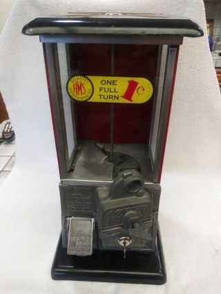 1923 Penny Coin Op Vintage Antique Norris Master Gumball Peanut Vending Machine