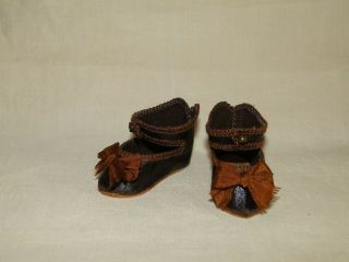 Bebe Leather Shoes Size 4,  Jumeau Style For Antique Doll Less 2 " (or 49 Mm)