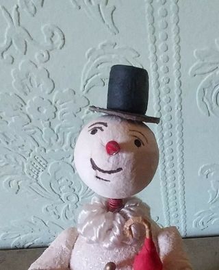 Best Antique German Snowman Christmas Figure Ornament Bobble Head Umbrella Aafa