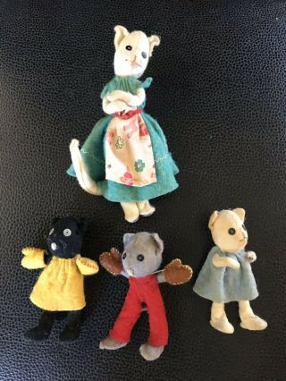 Vintage Baps The Three Little Kittens,  Mother German Felt Storybook Dolls Arps