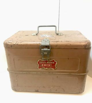 Vintage Hemp & Co.  Little Brown Chest Antique Cooler Ice Box 15 1/2” By 10”