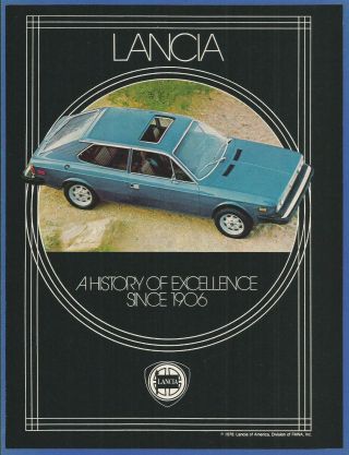 Lancia Classic Italian Car - 1978 Vintage Automotive Print Ad