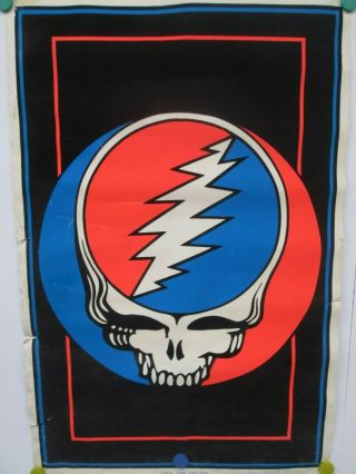 Vintage 1976 Grateful Dead Steal Your Face Blacklight Poster 828 35x23 Usa