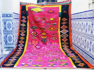 Vintage Moroccan Handmade Kilim Berber Rug Tribal Carpet Wool Azilal 10 