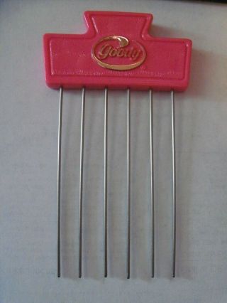 Vintage Goody Metal Hair Pick Comb With Pink Plastic Handle