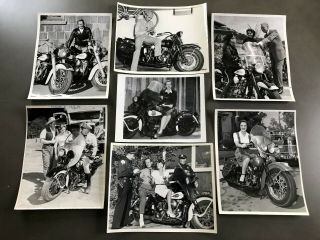 7 Vintage " Hyman Fink " Harley Davidson Enthusiast Press Photographs Motorcycle
