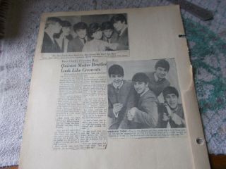 Vintage Beatles Scrapbook Page Pittsburgh / Ed Sullivan News Clip,
