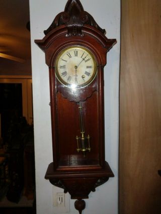 Antique - Kroeber - Regulator 31 - Walnut Wall Clock - Ca.  1875 - To Restore - T851