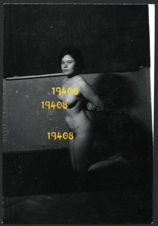 Nude Woman Posing In Dark Room,  Shadow,  Fine Art Vintage Photograph,  1970’s