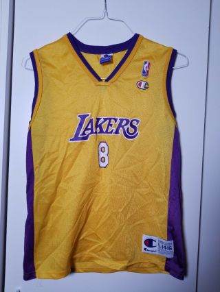 Vtg Champion Nba Los Angels Lakers Basketball Jersey Youth Sz L.  (14 - 16) 8 Kobe