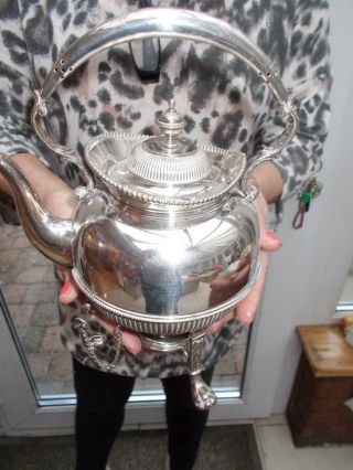 Quality Silver Plated Spirit Kettle,  Stand & Burner In