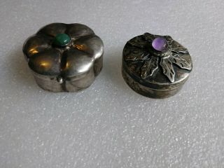 Sterling Silver Pill Or Trinket Box Set Of 2; Vintage Mexico 925