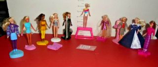 Htf 10 Vintage Barbie Mini - Dolls 4.  5 " W/ Display Stands 1990 