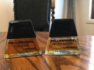 Vintage Millionaire Cologne & Aftershave By Mennen 2 Fl Oz Each