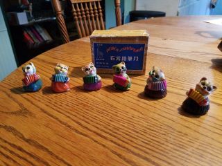 6 Vintage Kitten Pencil Sharpeners Shanghai Very Cute All Different