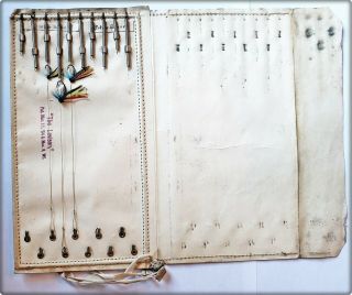 Circa 1886 " The Levison " Fly Lure Wallet With A Few Flies