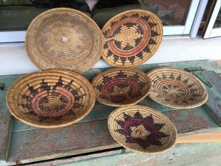 Six Antique / Old Navajo Wedding Baskets N R.
