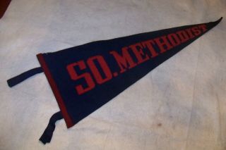 Vintage Southern Methodist College Football Pennant Sewn Letters Old University
