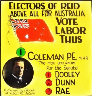 Vote Australian Labor Party 1920s Movie Cinema Film Vintage Magic Lantern Slide