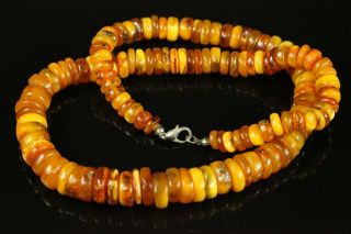 Natural Old Antique 33.  4g Butterscotch Egg Yolk Baltic Amber Beads Necklace B891